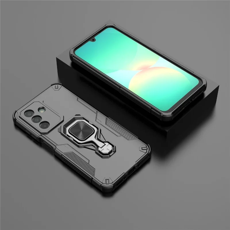 Bulk Purchasing For Samsung Galaxy A26 5G Case Rotatable Ring Kickstand PC + TPU Shockproof Phone Cover - Black