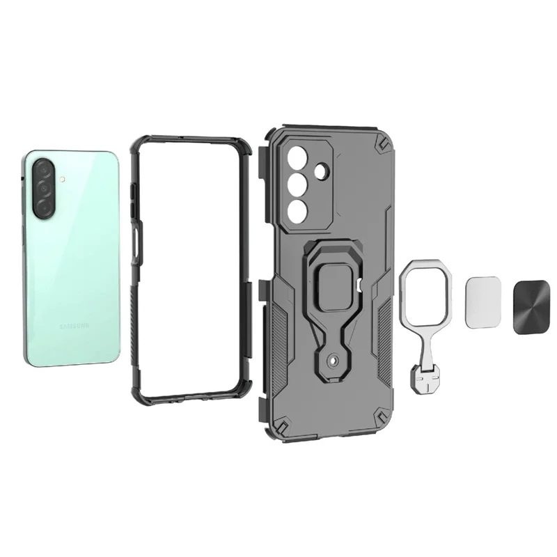 Bulk Purchasing For Samsung Galaxy A26 5G Case Rotatable Ring Kickstand PC + TPU Shockproof Phone Cover - Black