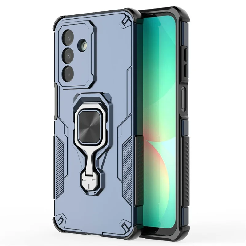 Köp i stort för Samsung Galaxy A26 5G skal med roterbar ringfot och ställbar fot PC + TPU chockabsorberande mobilskal - marinblå