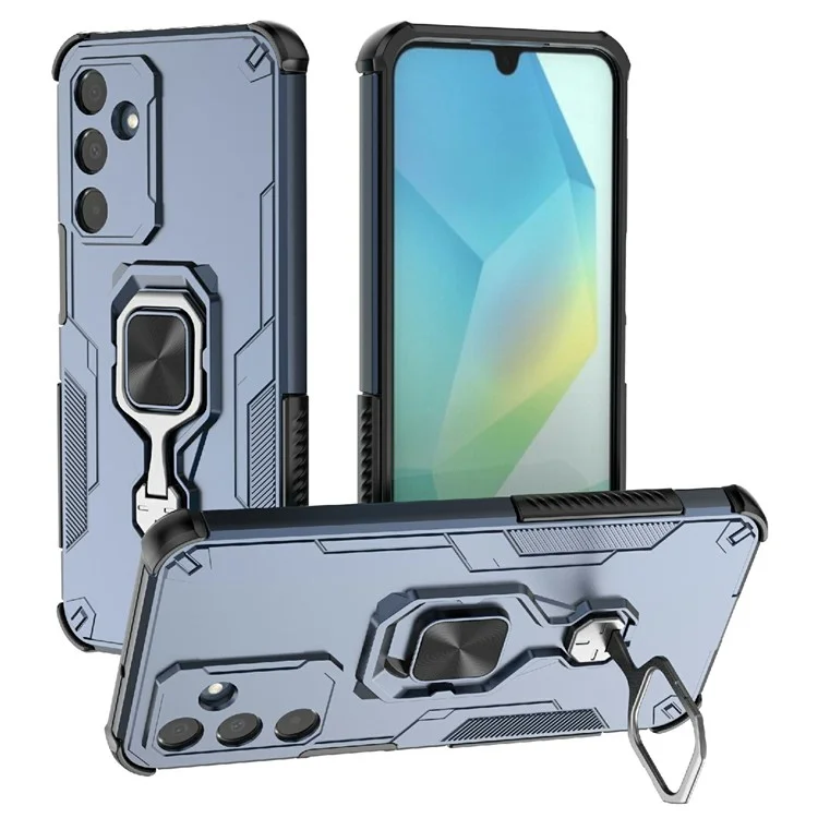 Bulk Purchasing For Samsung Galaxy A25 5G (Global) (161.0mm) Case Rotatable Ring Kickstand PC + TPU Shockproof Phone Cover - Navy Blue