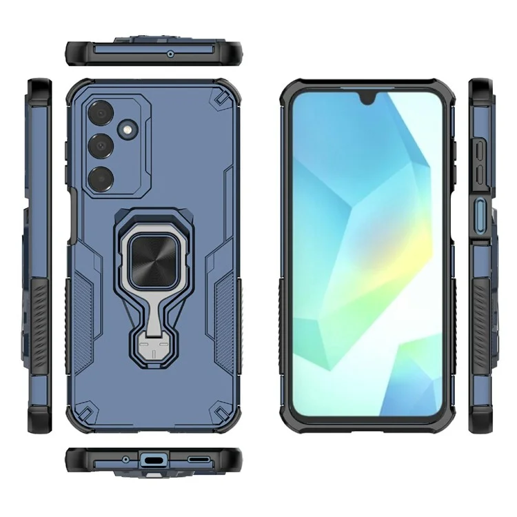 Bulk Purchasing For Samsung Galaxy A25 5G (Global) (161.0mm) Case Rotatable Ring Kickstand PC + TPU Shockproof Phone Cover - Navy Blue