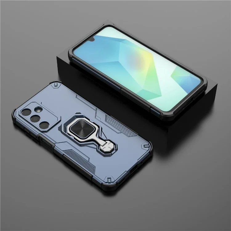 Bulk Purchasing For Samsung Galaxy A25 5G (Global) (161.0mm) Case Rotatable Ring Kickstand PC + TPU Shockproof Phone Cover - Navy Blue