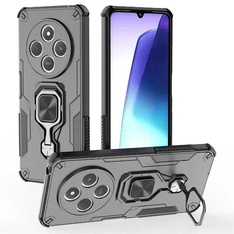 Groothandel Voor Xiaomi Redmi 14C 4G Hoesje Roteerbare Ringstandaard PC + TPU Stootvrije Telefoonhoes - Zwart