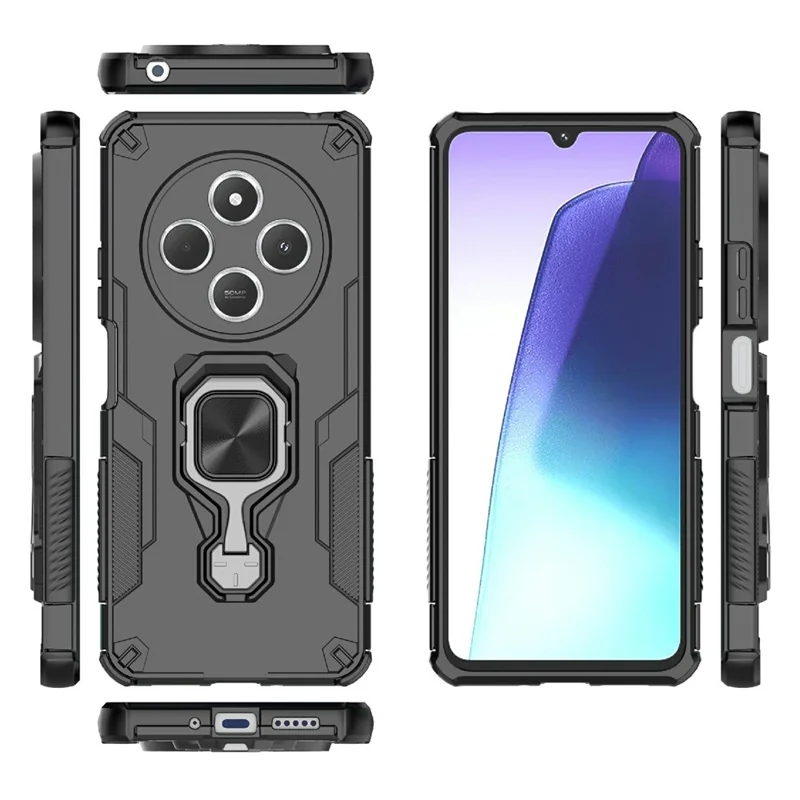 Groothandel Voor Xiaomi Redmi 14C 4G Hoesje Roteerbare Ringstandaard PC + TPU Stootvrije Telefoonhoes - Zwart