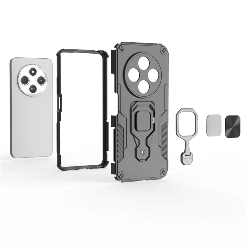 Groothandel Voor Xiaomi Redmi 14C 4G Hoesje Roteerbare Ringstandaard PC + TPU Stootvrije Telefoonhoes - Zwart