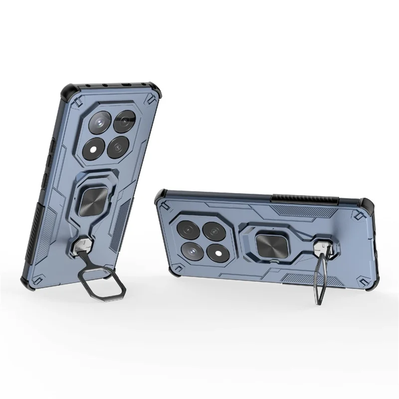Bulk Purchasing For Xiaomi Redmi Note 14 Pro 5G / Poco X7 5G Case Rotatable Ring Kickstand PC + TPU Shockproof Phone Cover - Navy Blue