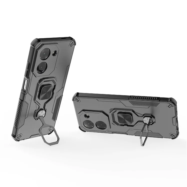 Compra a granel para Xiaomi Redmi A5 4G (171,7 mm) / Poco C71 4G Funda con Anillo Giratorio y Soporte Plegable, Carcasa Antichoques de PC + TPU - Negro