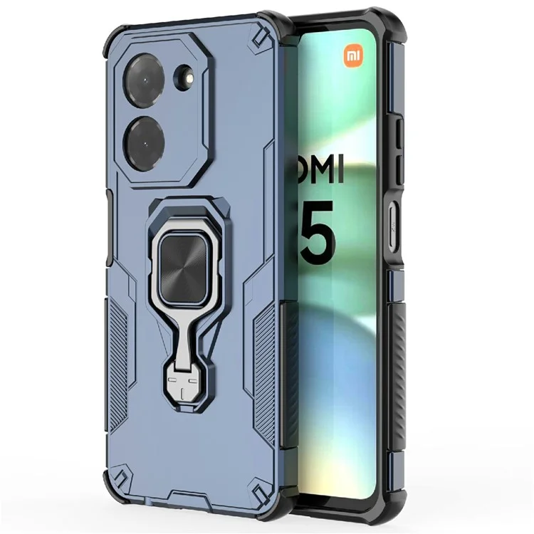 Bulk Purchasing For Xiaomi Redmi A5 4G (171.7mm)  /  Poco C71 4G Case Rotatable Ring Kickstand PC + TPU Shockproof Phone Cover - Navy Blue