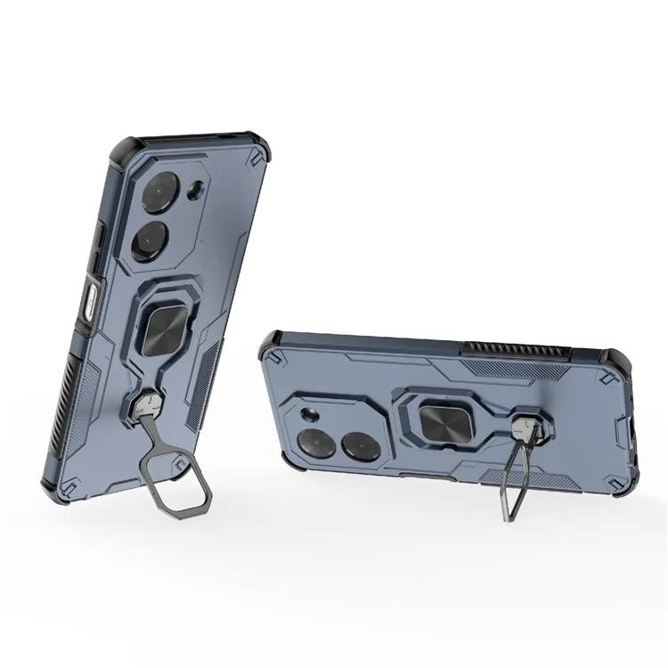 Bulk Purchasing For Xiaomi Redmi A5 4G (171.7mm)  /  Poco C71 4G Case Rotatable Ring Kickstand PC + TPU Shockproof Phone Cover - Navy Blue