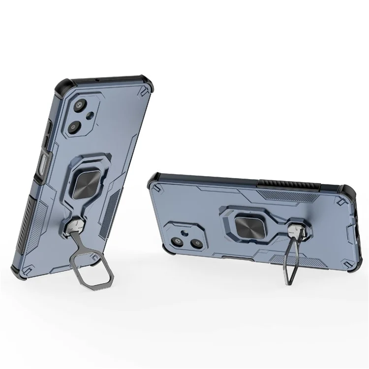 Compra em Atacado para Capa de Celular Samsung Galaxy F06 5G com Anel Rotativo e Suporte, Capa de Telefone à Prova de Choque em PC + TPU - Azul Marinho