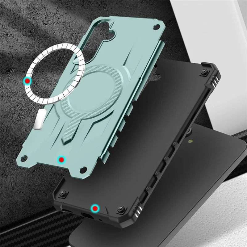 Bulk Purchasing For Samsung Galaxy A16 5G  /  4G Magnetic Case Shockproof PC + TPU Phone Cover - Midnight Green
