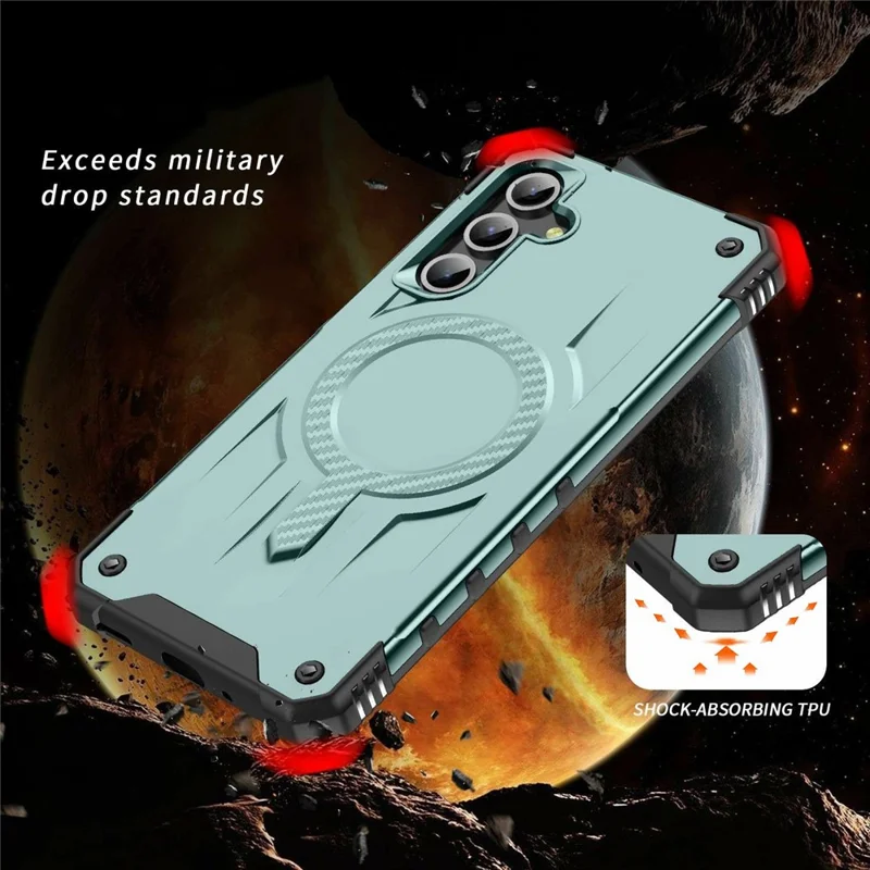 Bulk Purchasing For Samsung Galaxy A16 5G  /  4G Magnetic Case Shockproof PC + TPU Phone Cover - Midnight Green