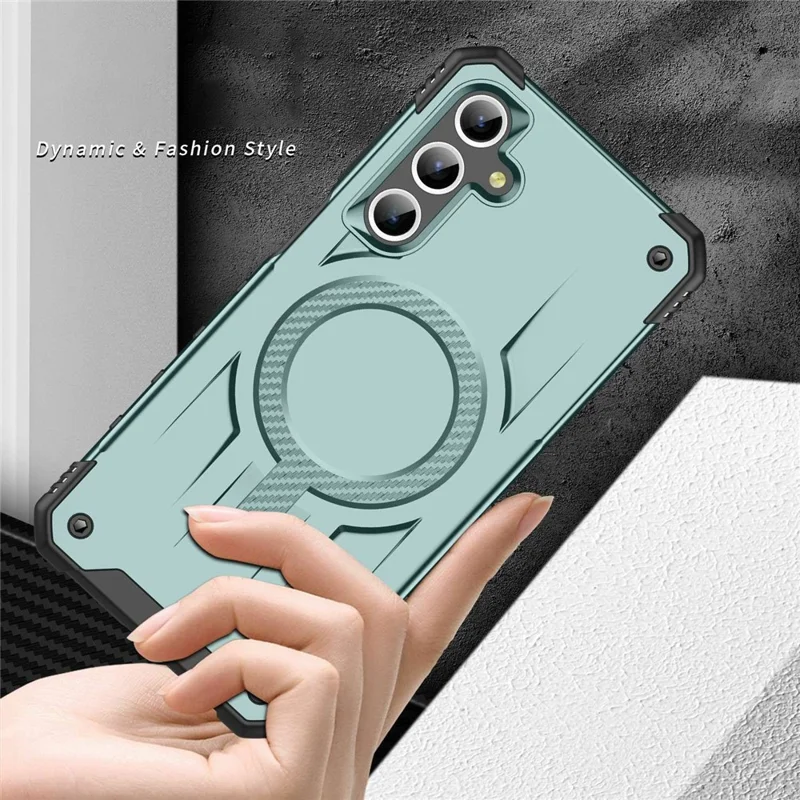 Bulk Purchasing For Samsung Galaxy A16 5G  /  4G Magnetic Case Shockproof PC + TPU Phone Cover - Midnight Green