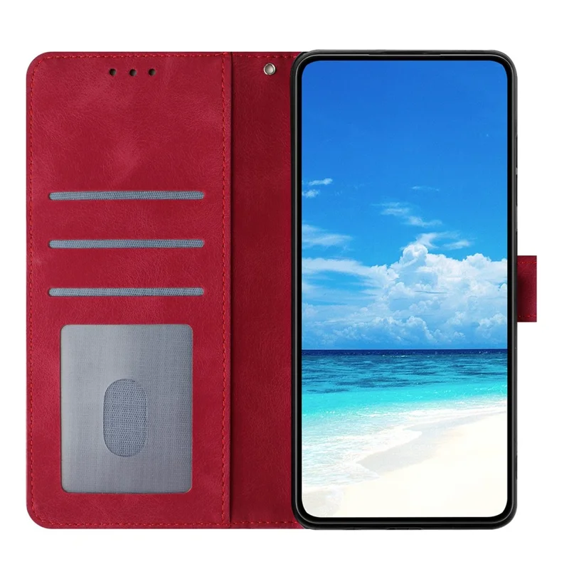 For Samsung Galaxy S24 FE Wallet Case Rose Pattern Imprinted Leather Flip Stand Phone Cover - Red