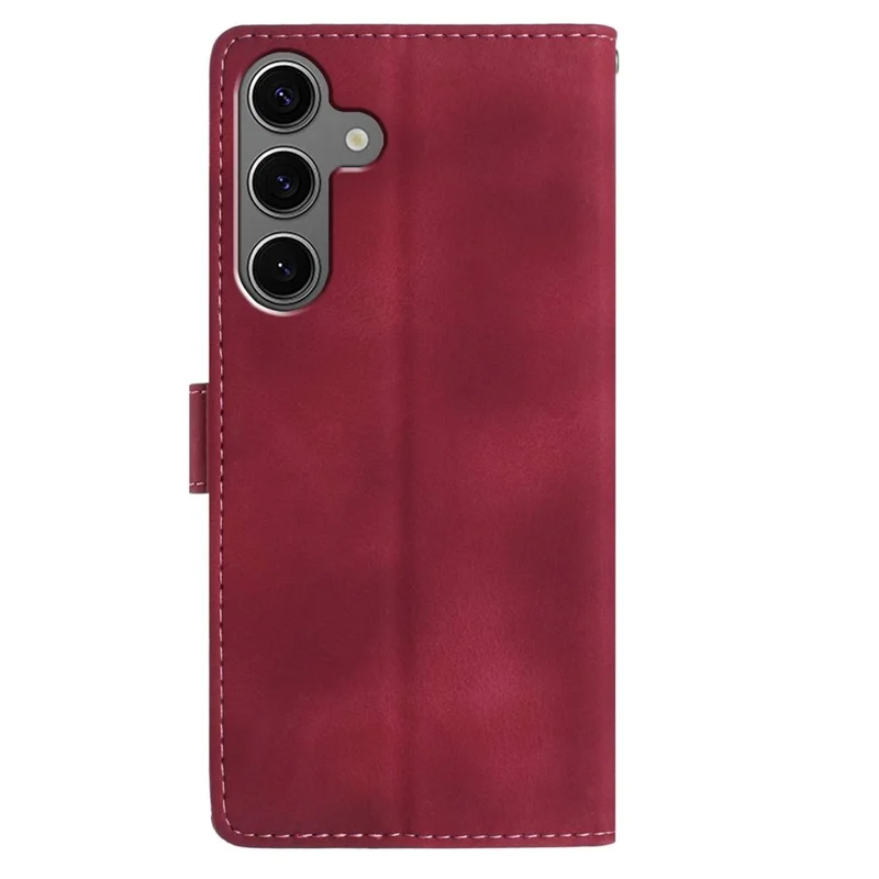 For Samsung Galaxy S24 FE Wallet Case Rose Pattern Imprinted Leather Flip Stand Phone Cover - Red