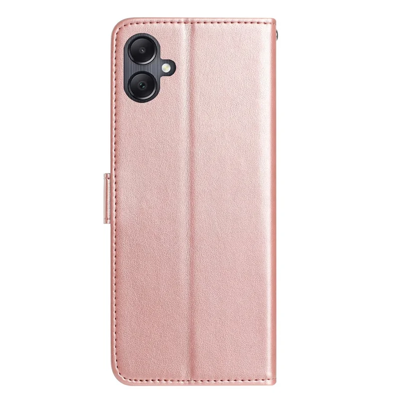 For Samsung Galaxy A06 4G Wallet Case Rose Pattern Imprinted Leather Flip Stand Phone Cover - Rose Gold