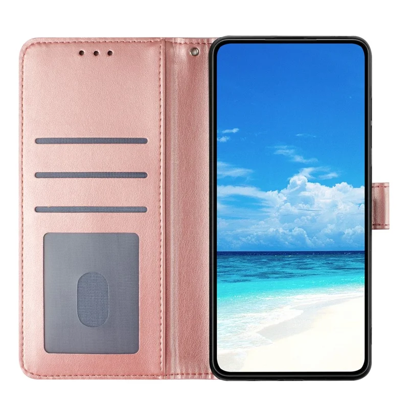 For Samsung Galaxy A54 5G Wallet Case Rose Pattern Imprinted Leather Flip Stand Phone Cover - Rose Gold