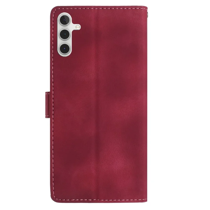 For Samsung Galaxy A35 5G Wallet Case Rose Pattern Imprinted Leather Flip Stand Phone Cover - Red