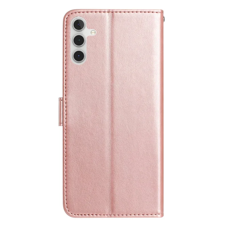 For Samsung Galaxy A56 5G Wallet Case Rose Pattern Imprinted Leather Flip Stand Phone Cover - Rose Gold