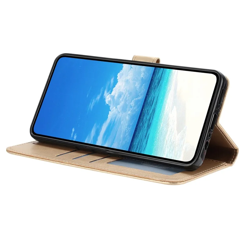 For Samsung Galaxy A56 5G Wallet Case Rose Pattern Imprinted Leather Flip Stand Phone Cover - Gold