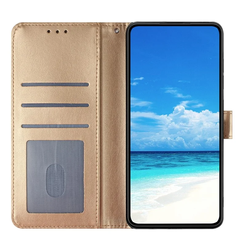 For Samsung Galaxy A56 5G Wallet Case Rose Pattern Imprinted Leather Flip Stand Phone Cover - Gold