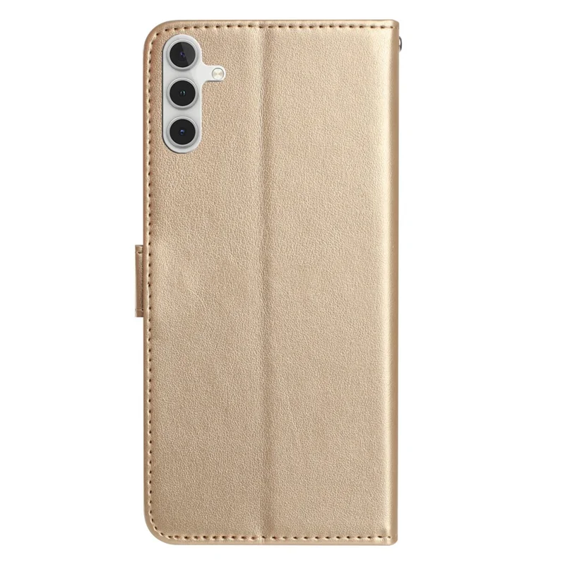 For Samsung Galaxy A56 5G Wallet Case Rose Pattern Imprinted Leather Flip Stand Phone Cover - Gold