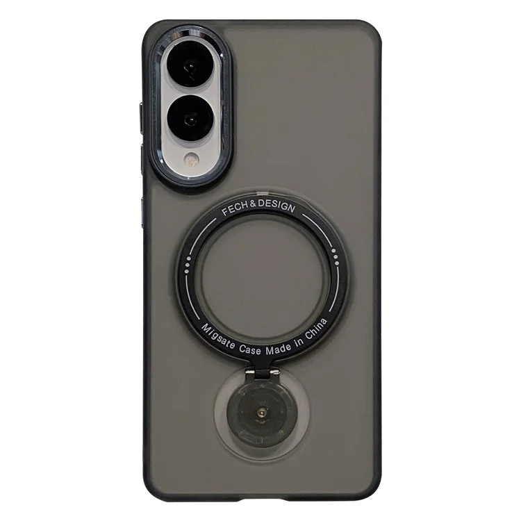 For Samsung Galaxy S25 Edge Case Compatible with MagSafe Kickstand TPU + PC Phone Back Cover - Transparent Black