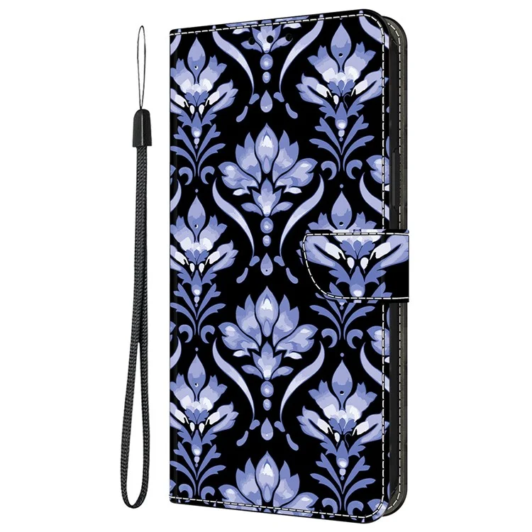 Чехол из кожи для iPhone 16 Plus с цветочным узором, подставкой и защитой от падения
