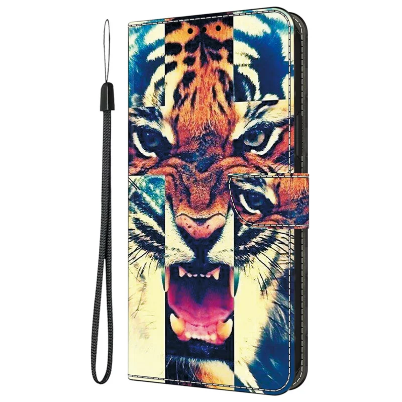 For Samsung Galaxy A16 5G  /  4G Leather Case Pattern Printing Wallet Stand Anti Drop Phone Cover - Tiger
