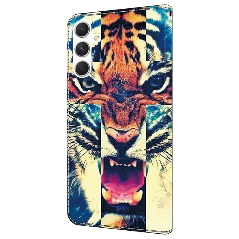 For Samsung Galaxy A16 5G  /  4G Leather Case Pattern Printing Wallet Stand Anti Drop Phone Cover - Tiger