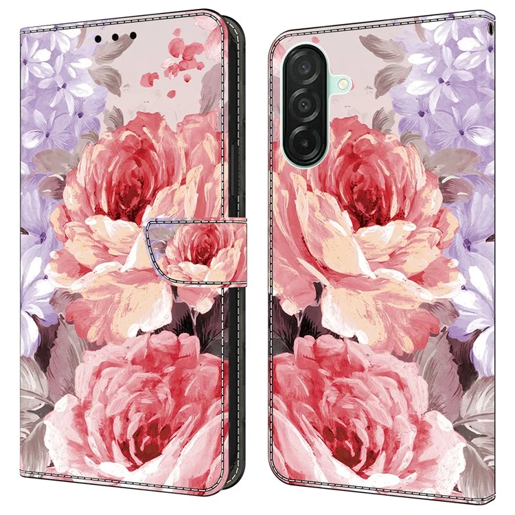 For Samsung Galaxy A26 5G Leather Case Pattern Printing Wallet Stand Anti Drop Phone Cover - Oil Painting Rose