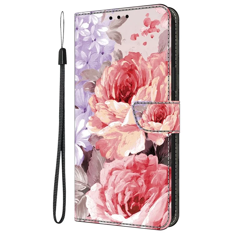 For Samsung Galaxy A26 5G Leather Case Pattern Printing Wallet Stand Anti Drop Phone Cover - Oil Painting Rose