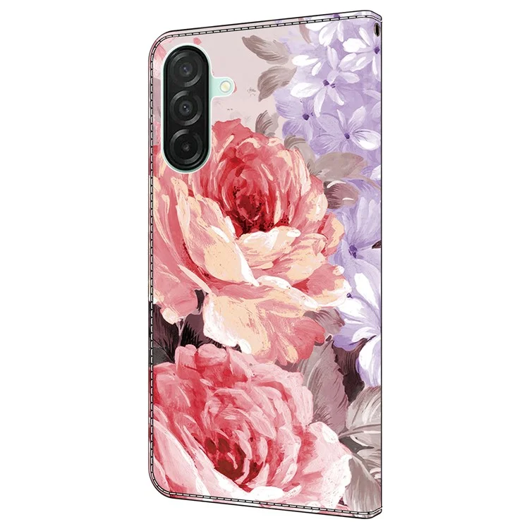 For Samsung Galaxy A26 5G Leather Case Pattern Printing Wallet Stand Anti Drop Phone Cover - Oil Painting Rose