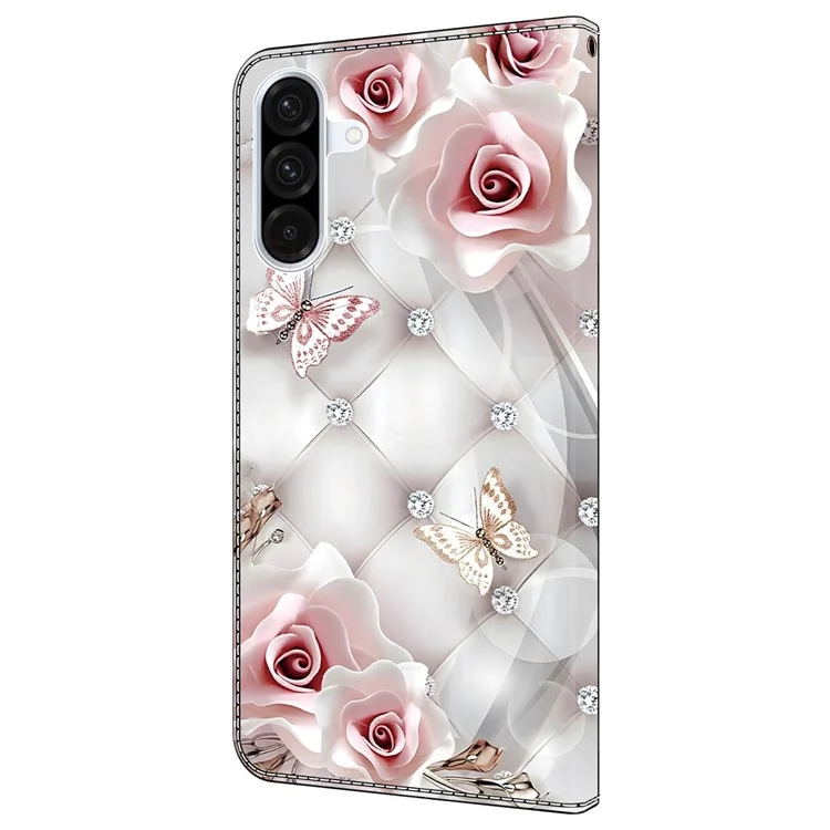 For Samsung Galaxy A56 5G  /  A36 5G Leather Case Pattern Printing Wallet Stand Anti Drop Phone Cover - Pink Butterfly