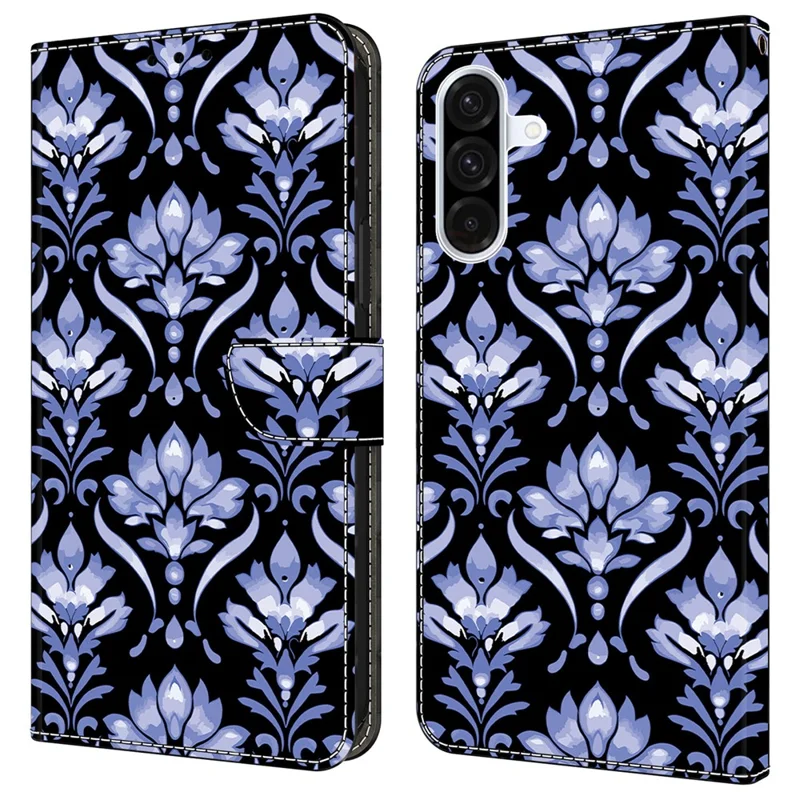 For Samsung Galaxy S24 FE Leather Case Pattern Printing Wallet Stand Anti Drop Phone Cover - Flower Texture