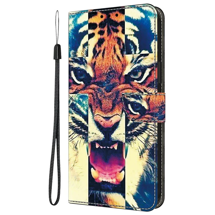 For Samsung Galaxy A15 5G  /  4G Leather Case Pattern Printing Wallet Stand Anti Drop Phone Cover - Tiger