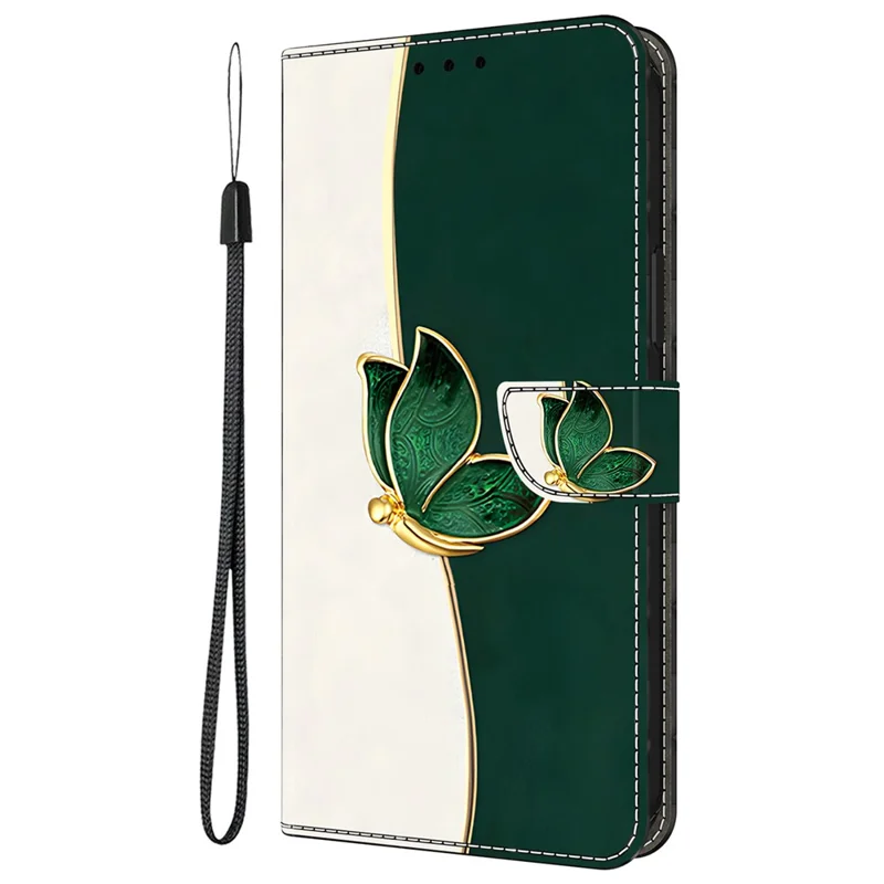 Funda de Cuero para Samsung Galaxy A55 5G con Estampado de Patrón, Soporte de Cartera y Protección Antigolpes - Mariposa Verde