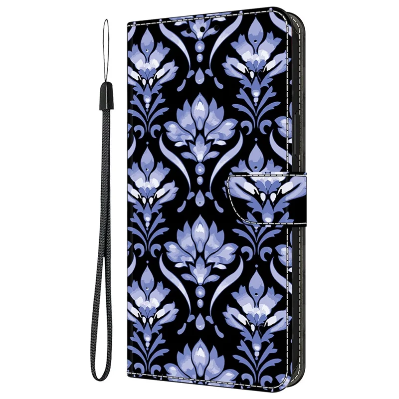 For Samsung Galaxy A25 5G (Global) (161.0mm) Leather Case Pattern Printing Wallet Stand Anti Drop Phone Cover - Flower Texture