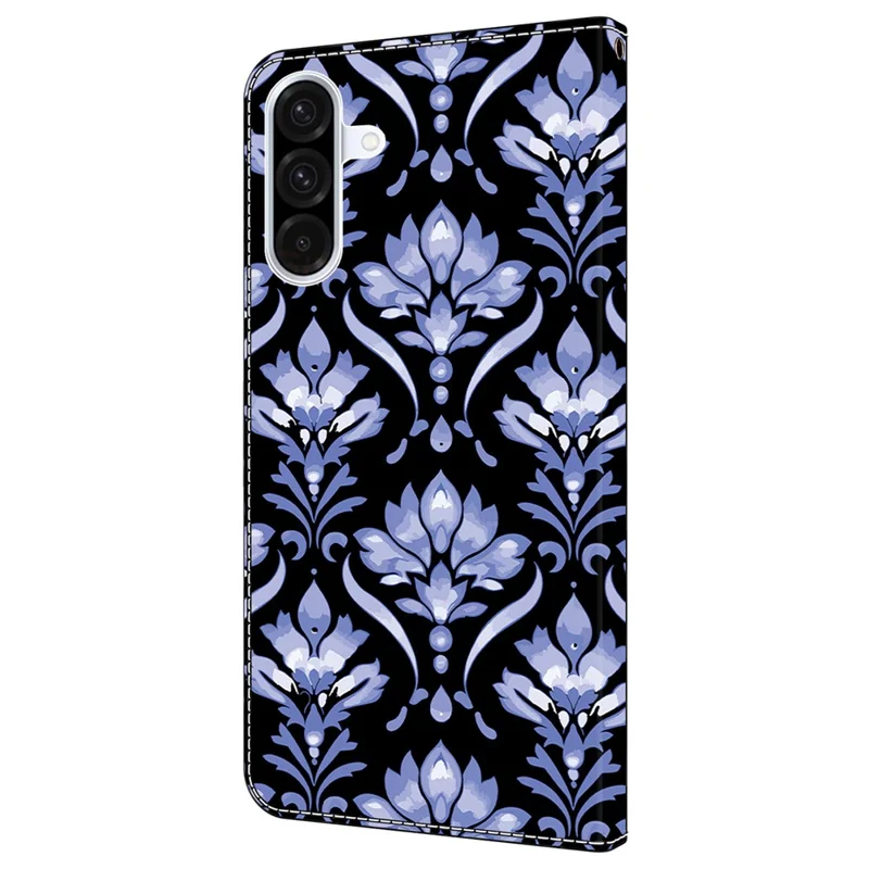 For Samsung Galaxy A25 5G (Global) (161.0mm) Leather Case Pattern Printing Wallet Stand Anti Drop Phone Cover - Flower Texture