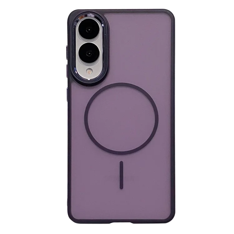For Samsung Galaxy S25 Edge Case Compatible with MagSafe Skin Feel Hybrid Phone Back Cover - Dark Purple