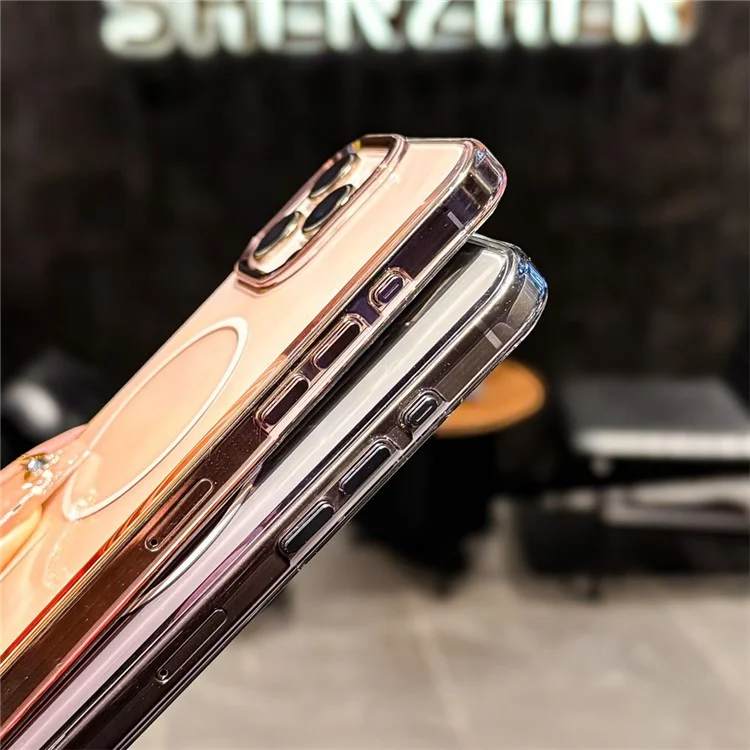 For iPhone 16 Pro Magnetic Case Gradient Color Hard PC Phone Back Cover - Pink