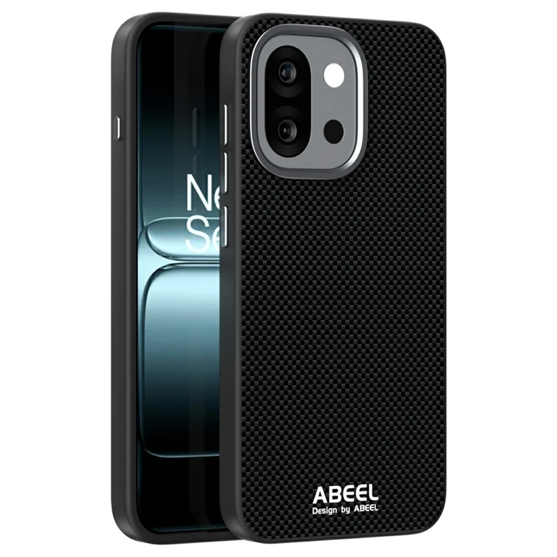 ABEEL For OnePlus 13T 5G Magnetic Case Printed PC TPU Aluminum Alloy Leather Phone Cover - Black