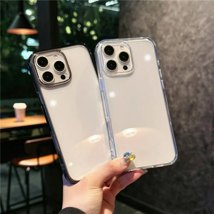 For iPhone 16 Pro Max Crystal Clear Case TPU + Acrylic Shockproof Phone Cover - Transparent