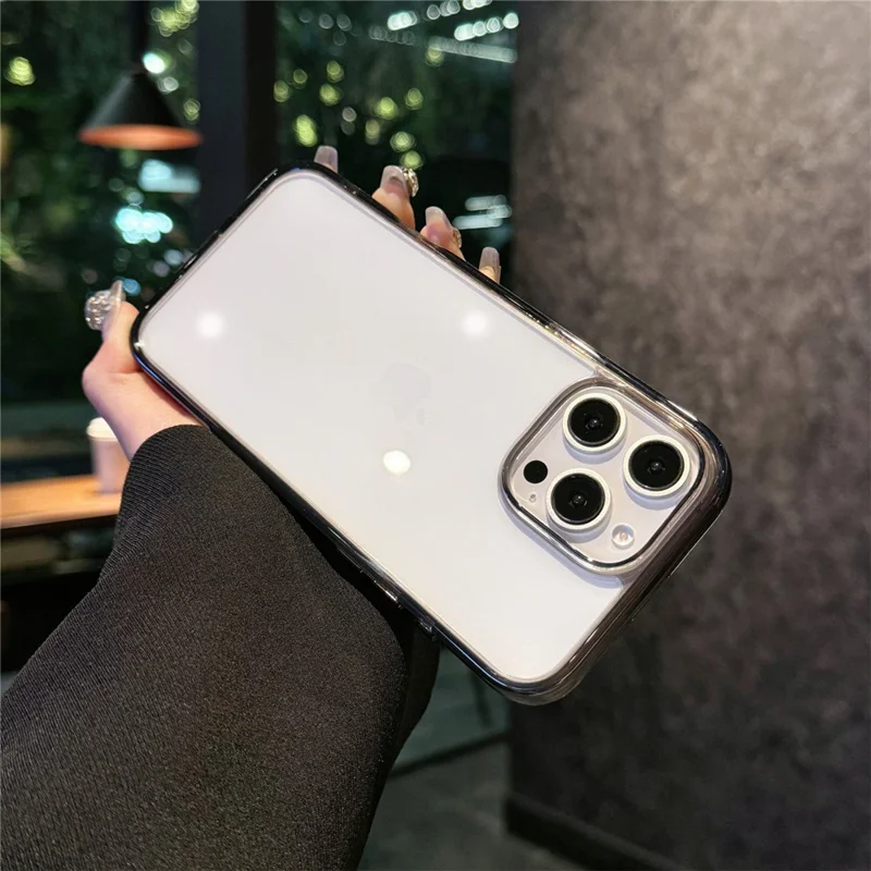 For iPhone 16 Pro Max Crystal Clear Case TPU + Acrylic Shockproof Phone Cover - Transparent Black