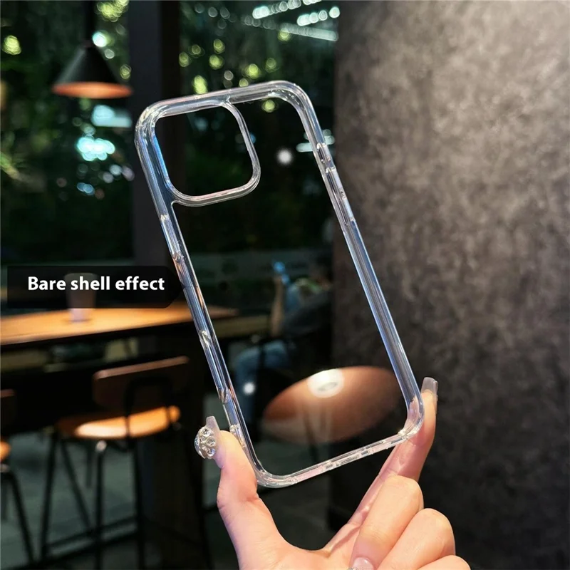 For iPhone 16 Pro Max Crystal Clear Case TPU + Acrylic Shockproof Phone Cover - Transparent Black