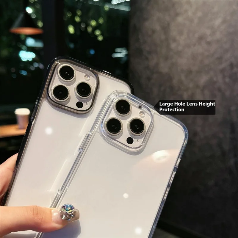 For iPhone 16 Pro Max Crystal Clear Case TPU + Acrylic Shockproof Phone Cover - Transparent Black