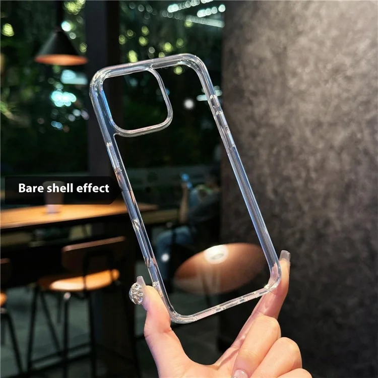 For iPhone 15 Pro Max Crystal Clear Case TPU + Acrylic Shockproof Phone Cover - Transparent