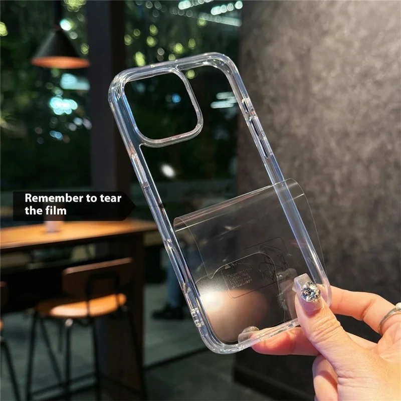 For iPhone 15 Pro Crystal Clear Case TPU + Acrylic Shockproof Phone Cover - Transparent Black
