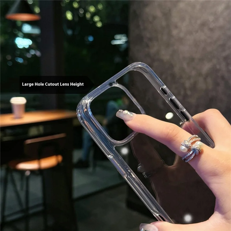 For iPhone 15 Pro Crystal Clear Case TPU + Acrylic Shockproof Phone Cover - Transparent Black