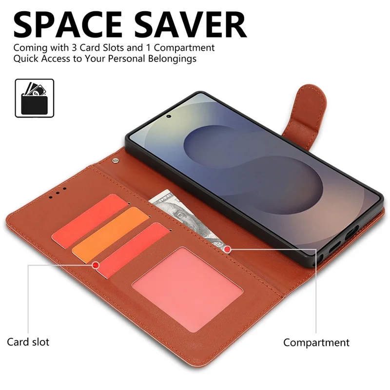 For Samsung Galaxy S25 Ultra Case RFID Blocking Flip Leather Phone Cover with Wrist Strap - Orange